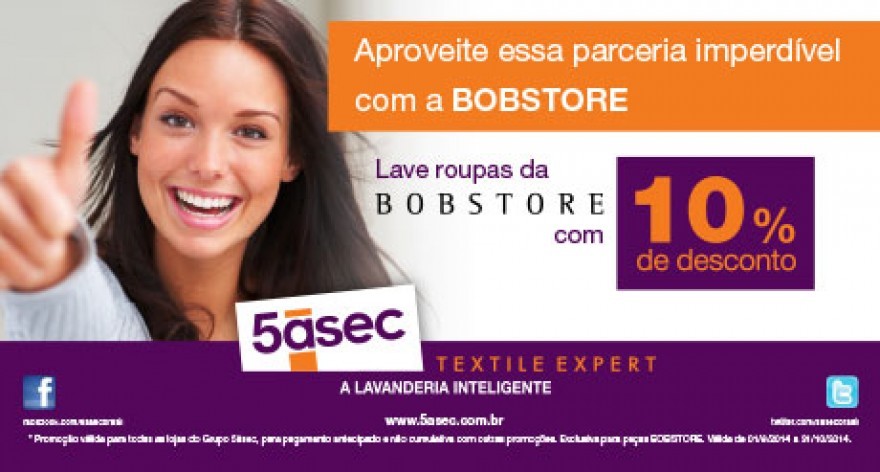 Levar roupas da Bobstore na 5àsec rende desconto